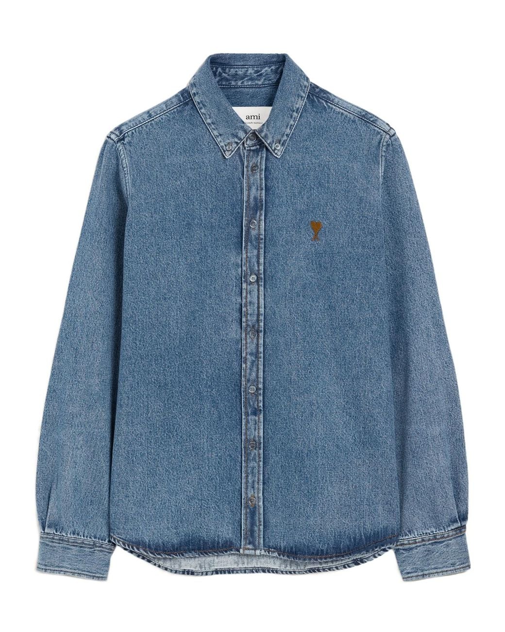 AMI Blue Ami Classic Denim Shirt for men