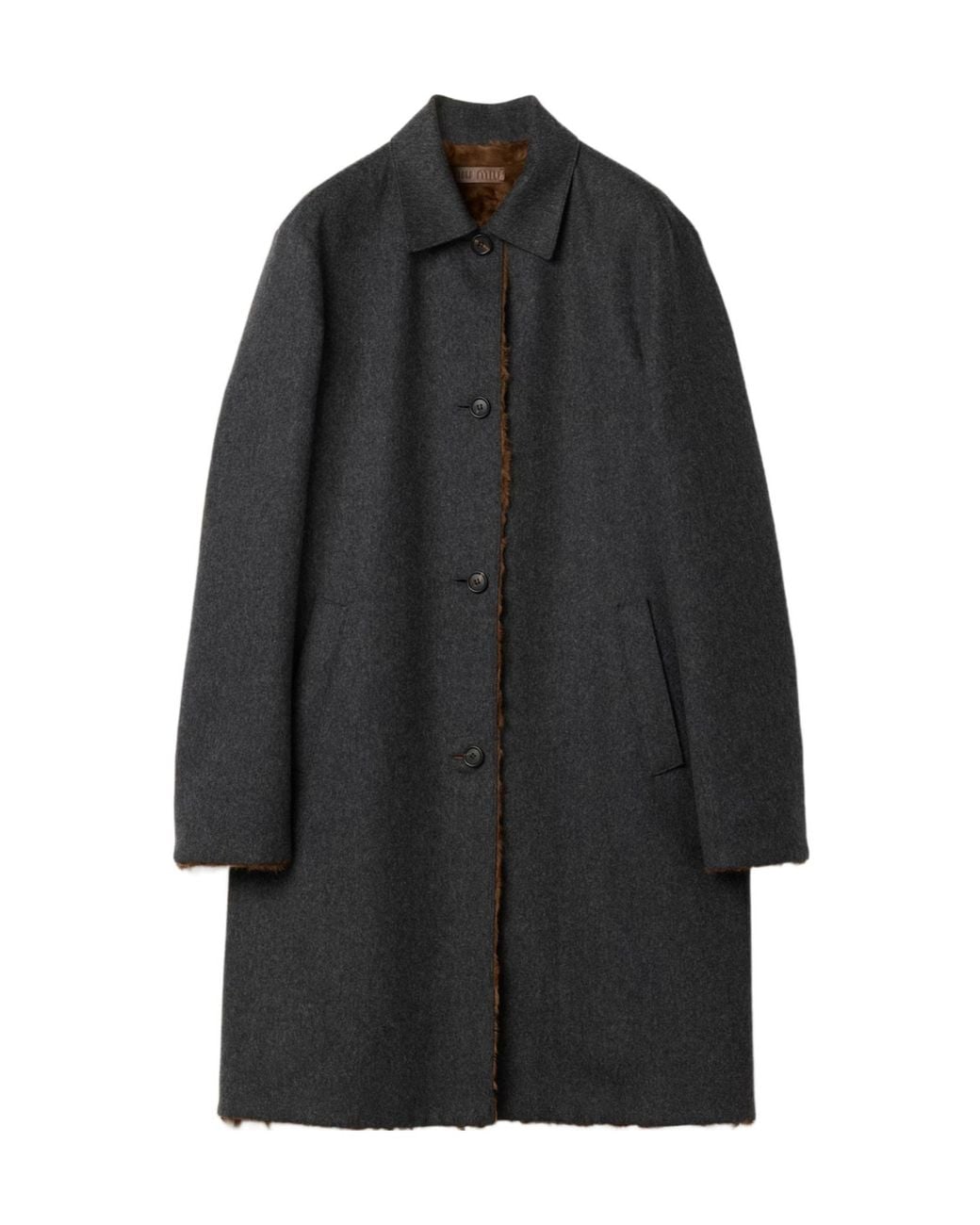 Miu Miu Black Reversible Wool And Chekiang Coat
