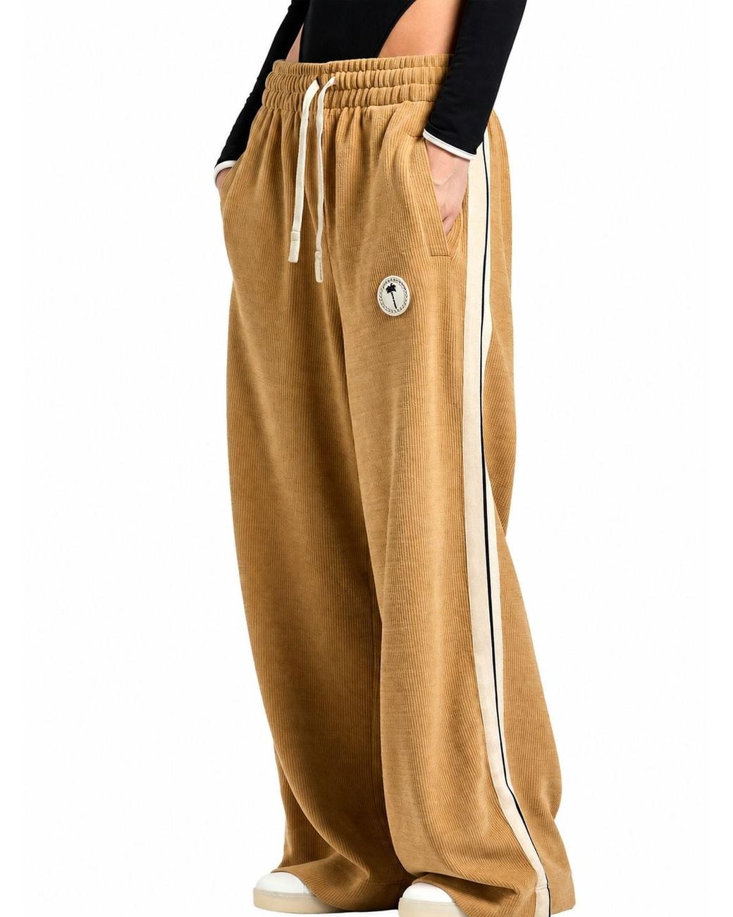 Palm Angels Natural Drawstring Athletic Pants