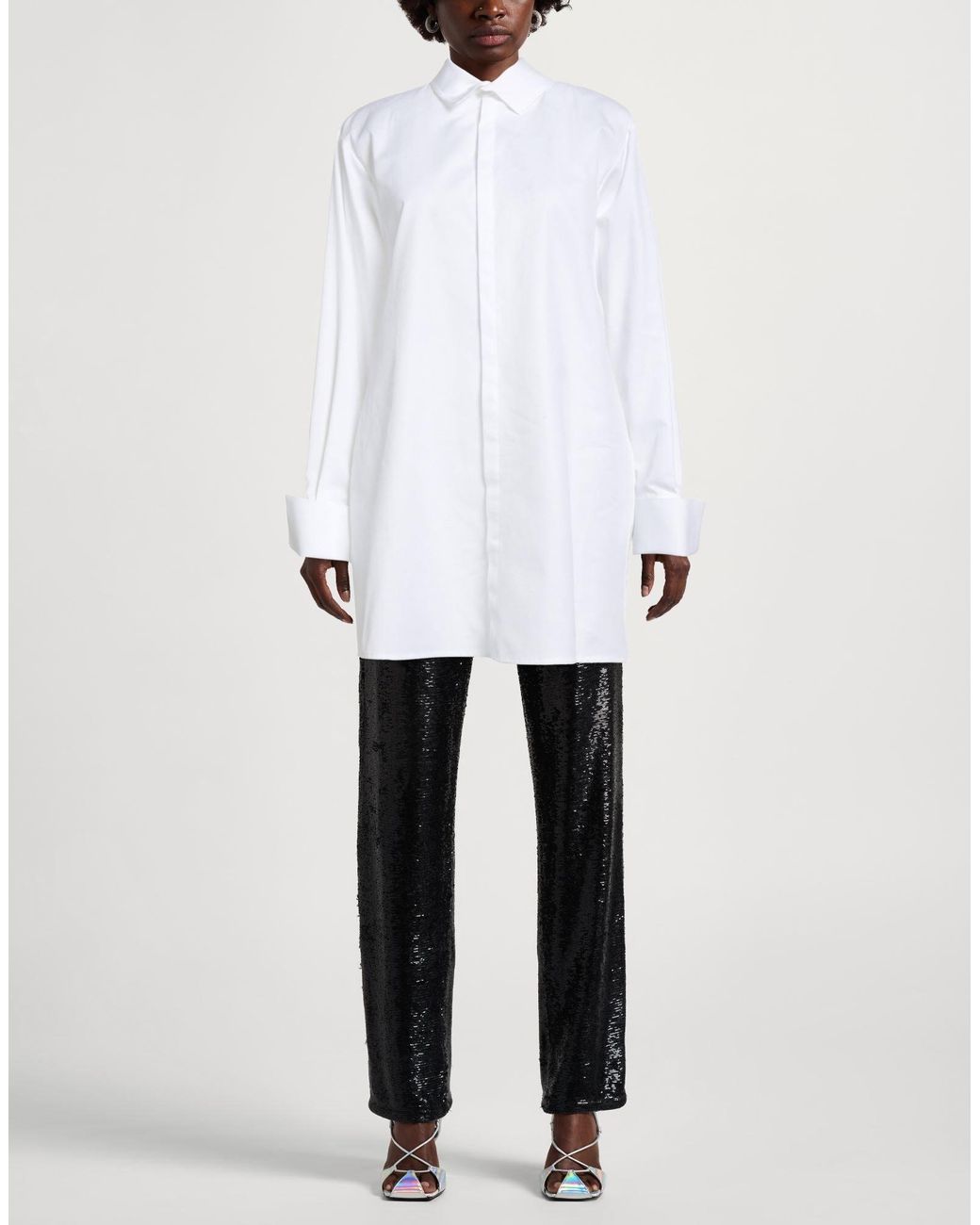 MM6 by Maison Margiela White Minimalist Jacquard Long Shirt