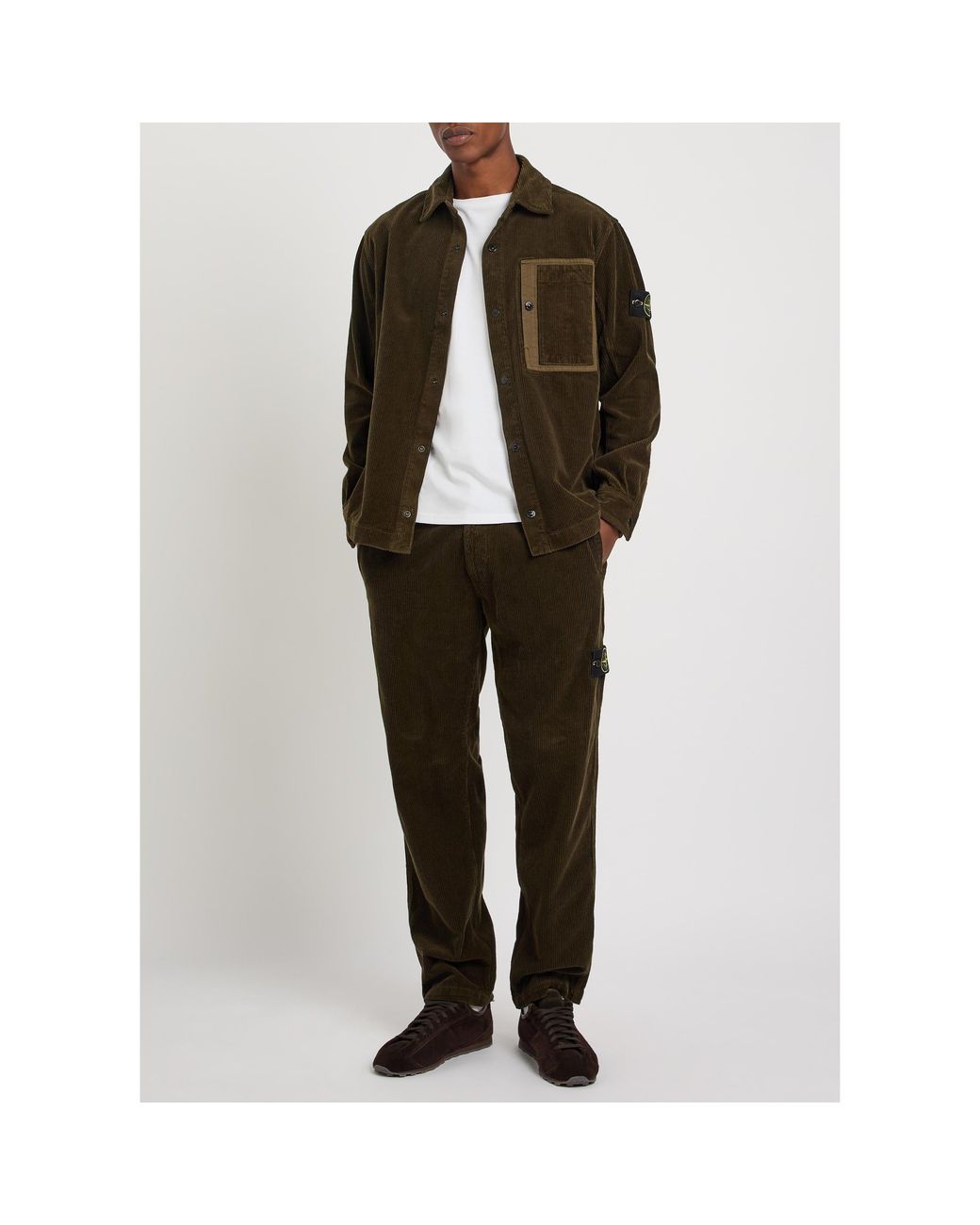 Stone Island Brown Corduroy Straight-Leg Trousers for men