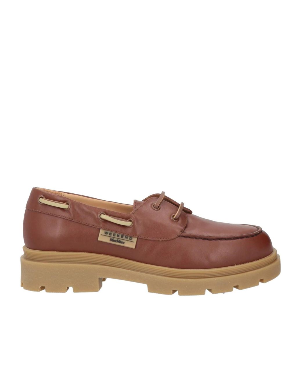 Weekend by Maxmara Brown Minimalist Leather Boat Shoes