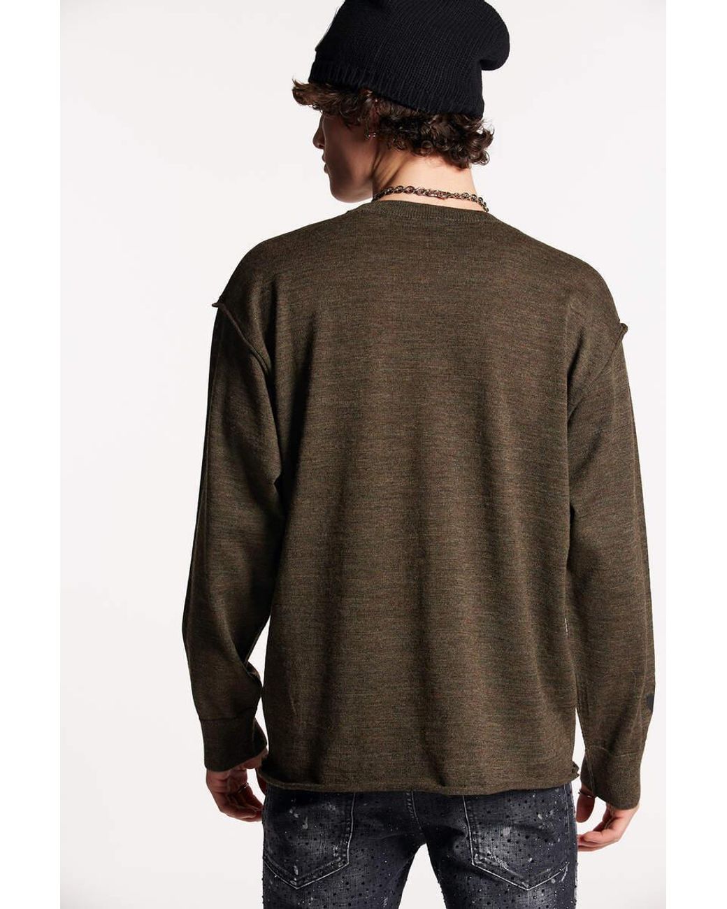 DSquared² Green Flap Pocket Crew Neck Jumper for men