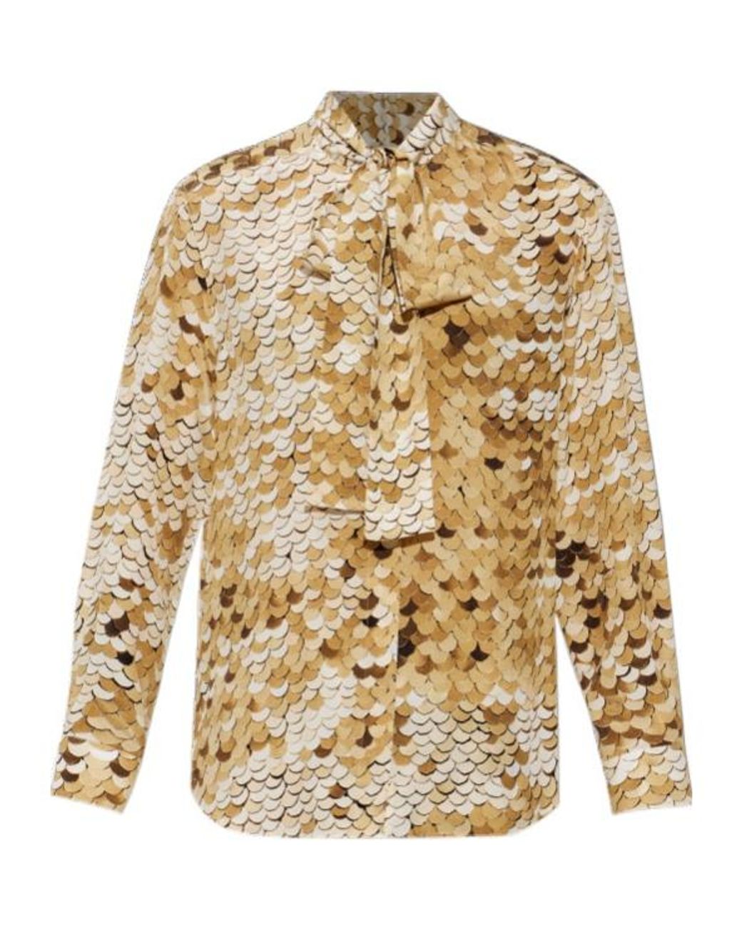 Moschino Multicolor Scaled Print Tie-Neck Top