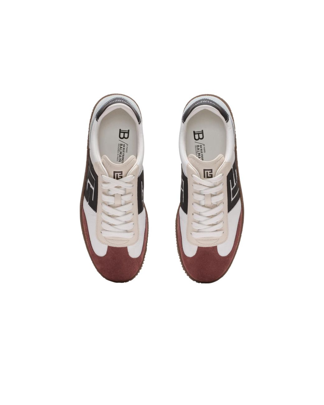 Balmain Brown Swan Suede And Nylon Trainers for men