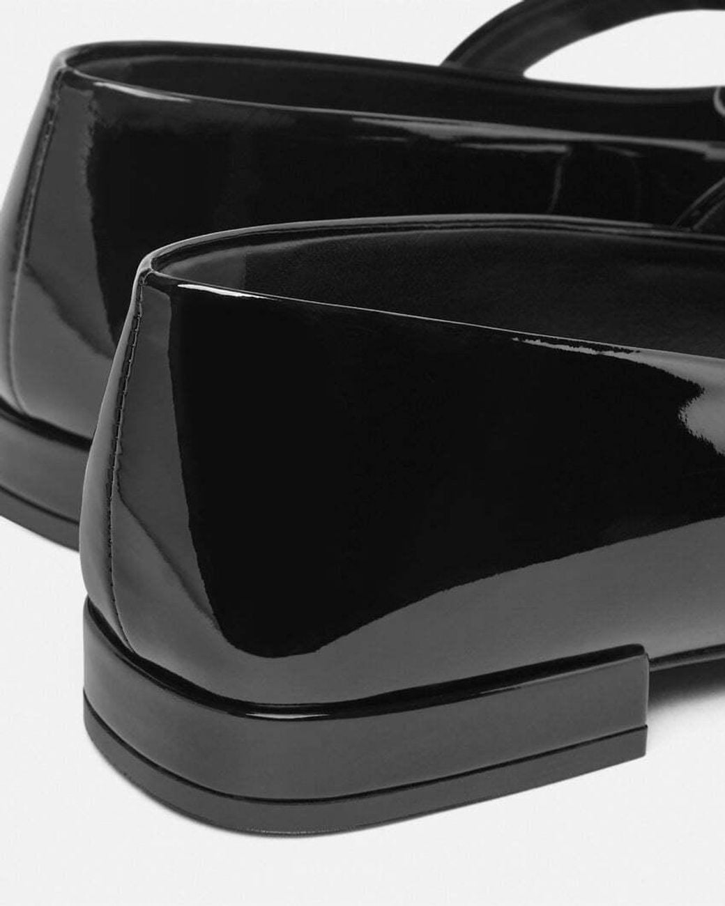 Versace Black Gianni Ribbon Square-Toe Ballerina Shoes