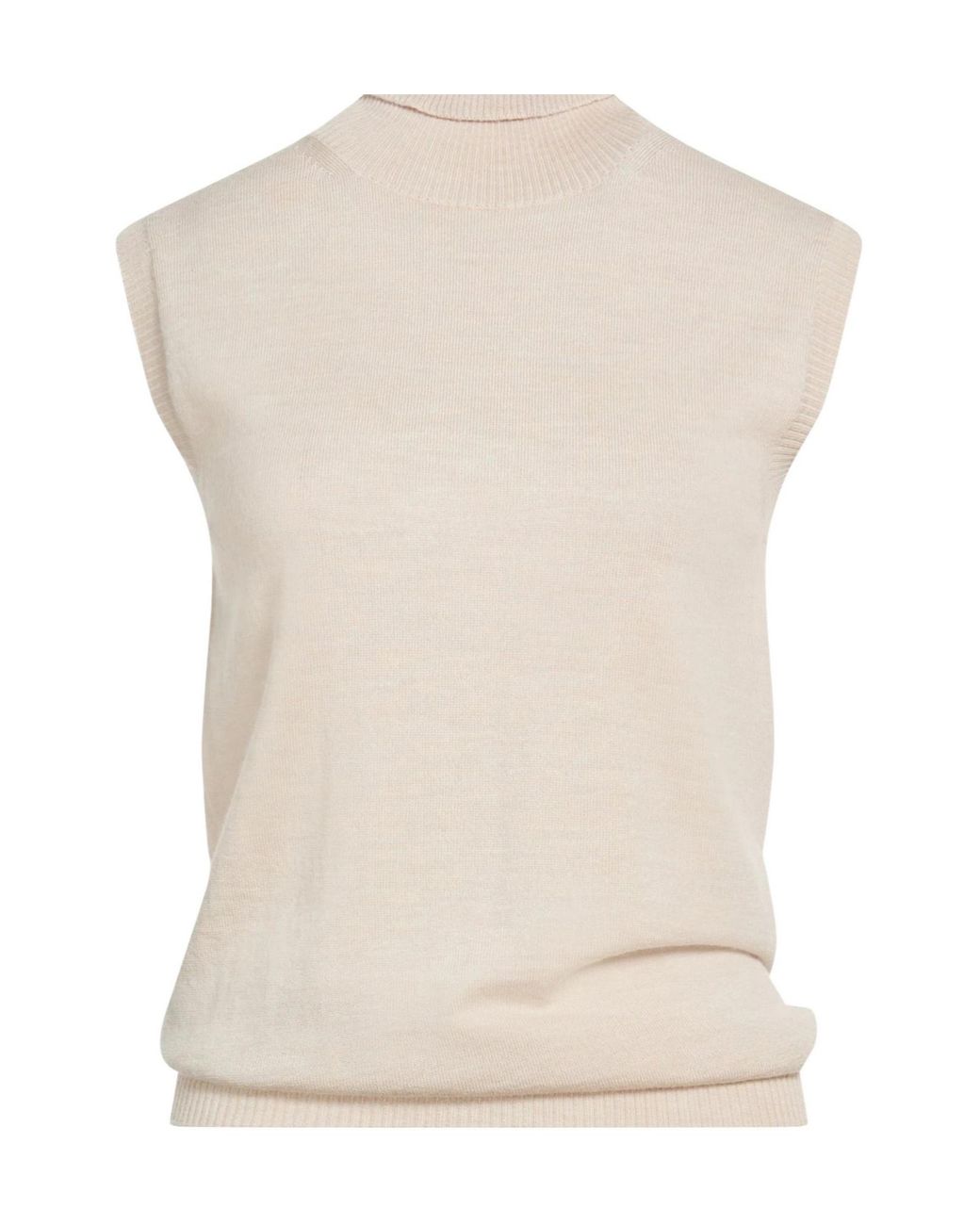 Sportmax White Solid Color Sleeveless Knit Top