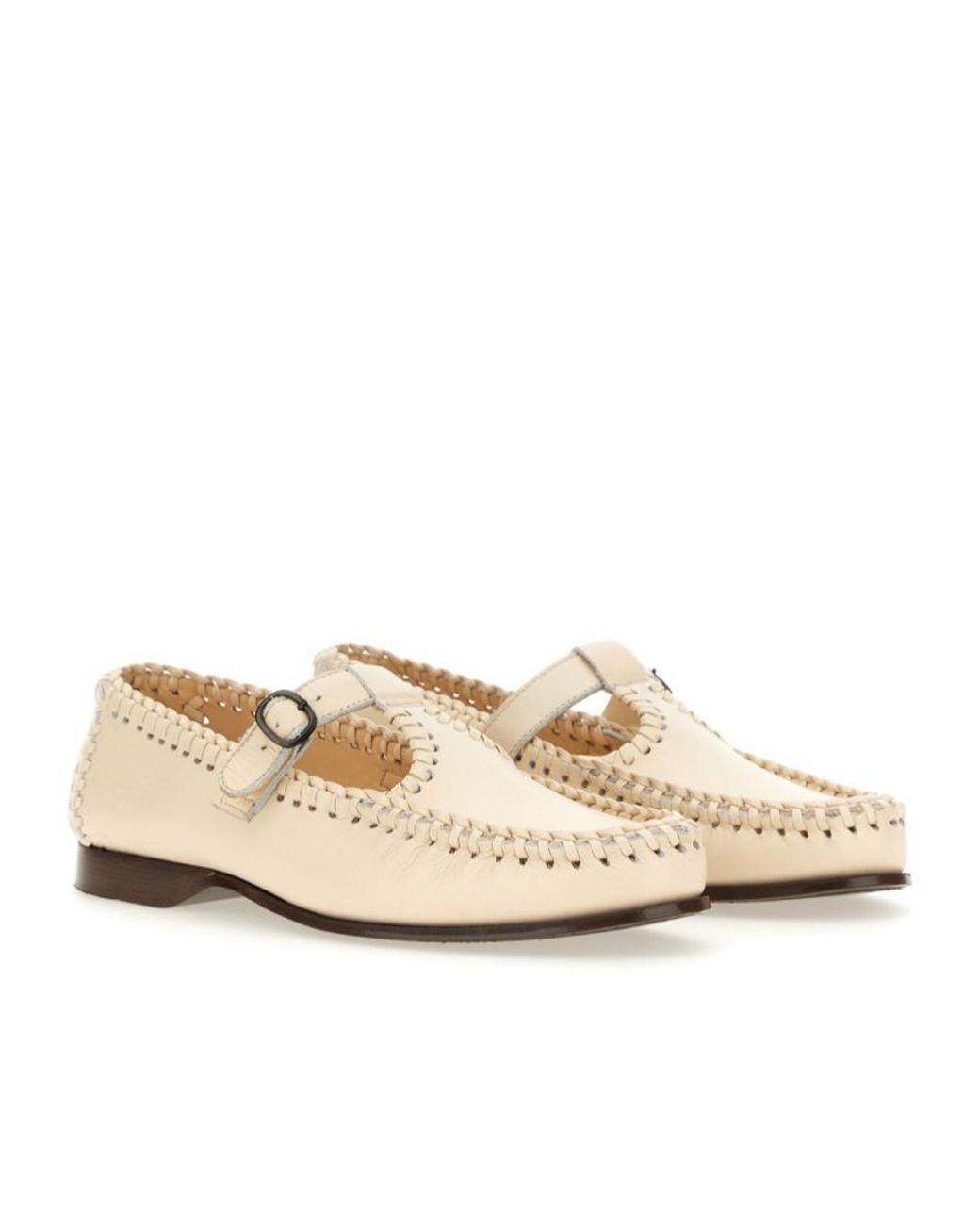 Hereu Natural Alcover T-Bar Strap Moccasins