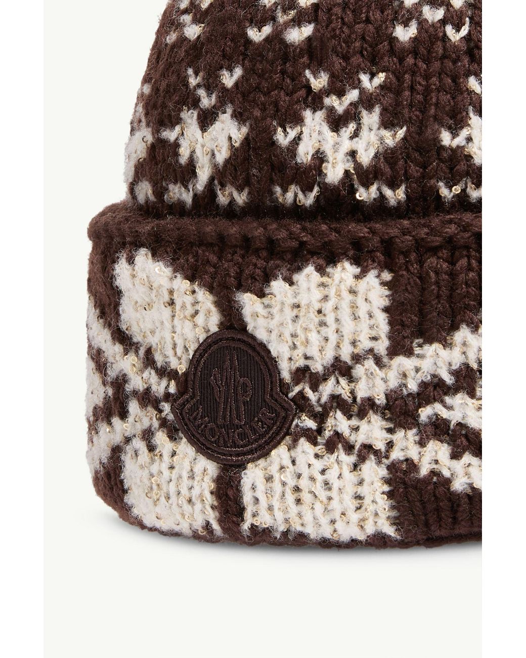 Moncler Brown Jacquard Knit Beanie