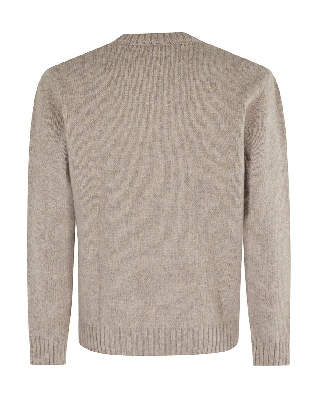 Eleventy Brown Ribbed-Knit Crewneck Jumper for men