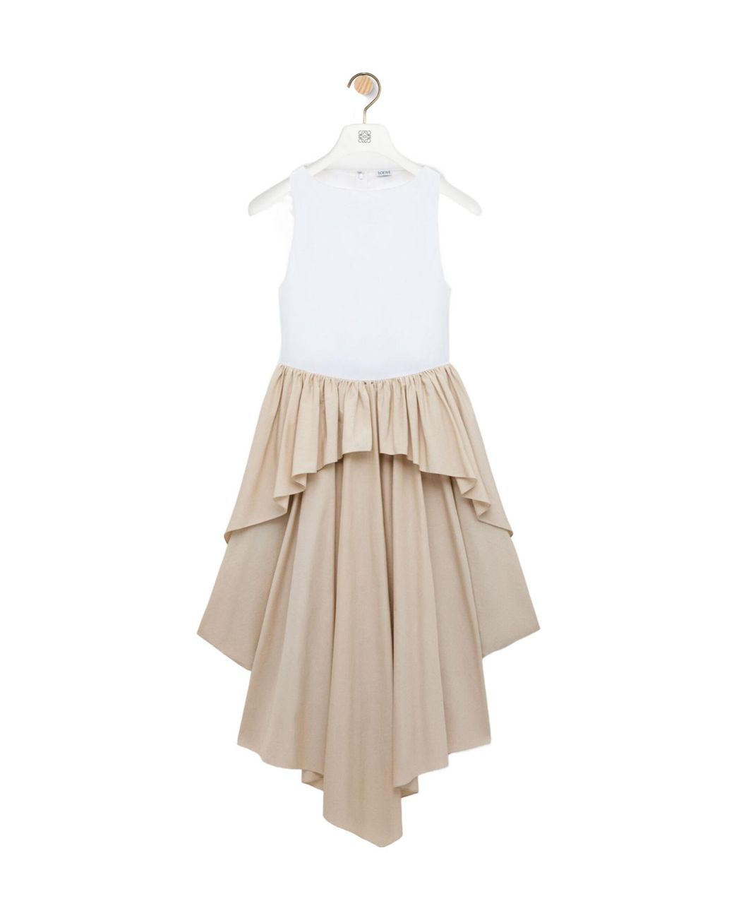 Loewe White Asymmetric Ruffled Midi Dress