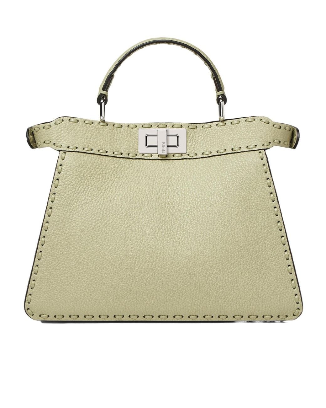 Fendi Metallic Sage Selleria Bag With 556 Hand-Sewn Topstitches