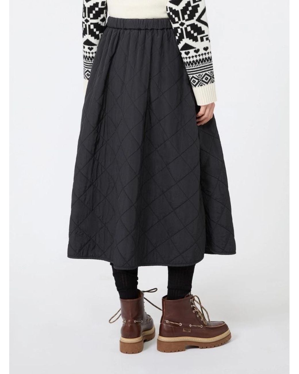 Weekend by Maxmara Blue Technical Plain-Weave Fabric Flared Skirt