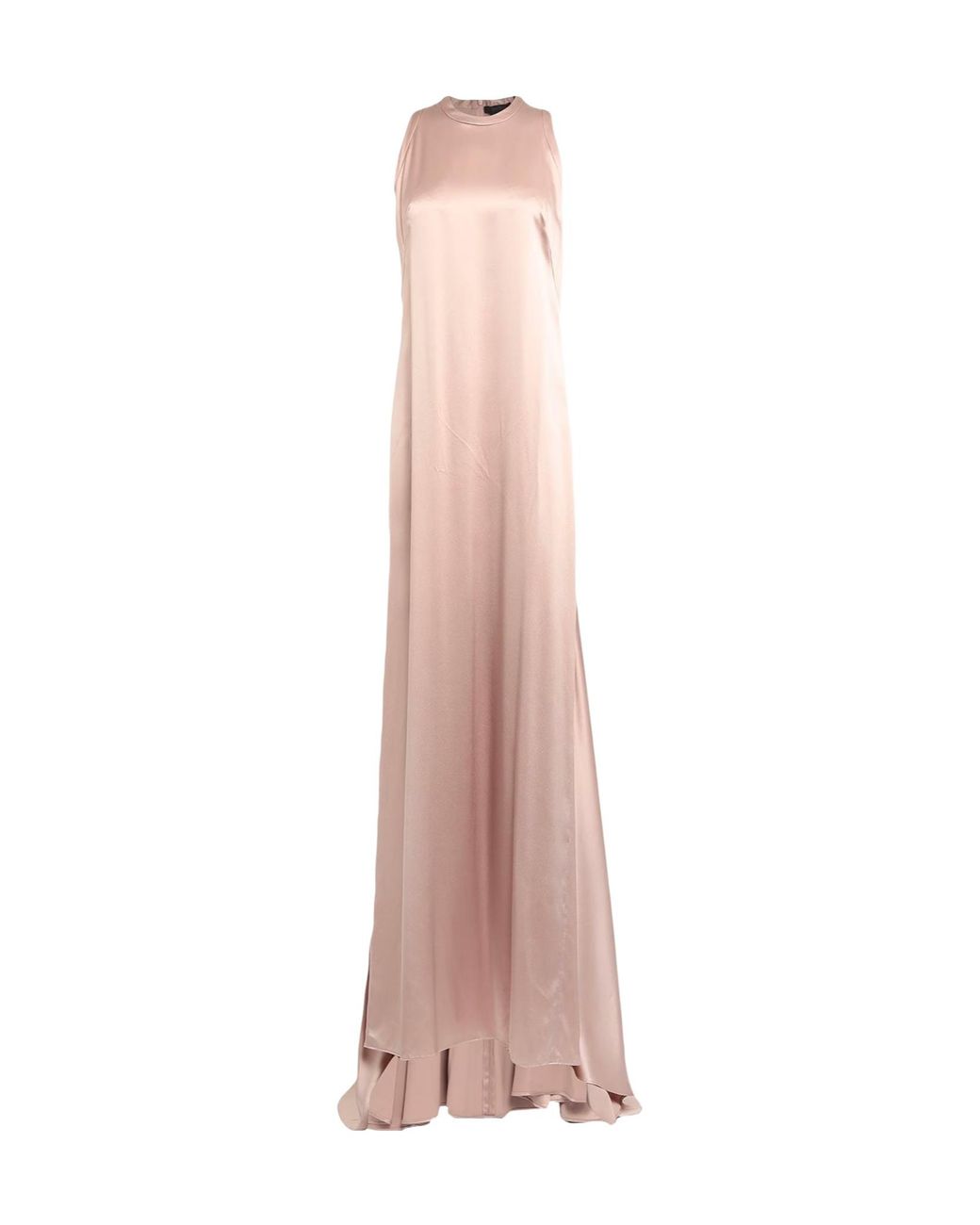 Max Mara Pink Solid-Color Satin Sleeveless Long Dress