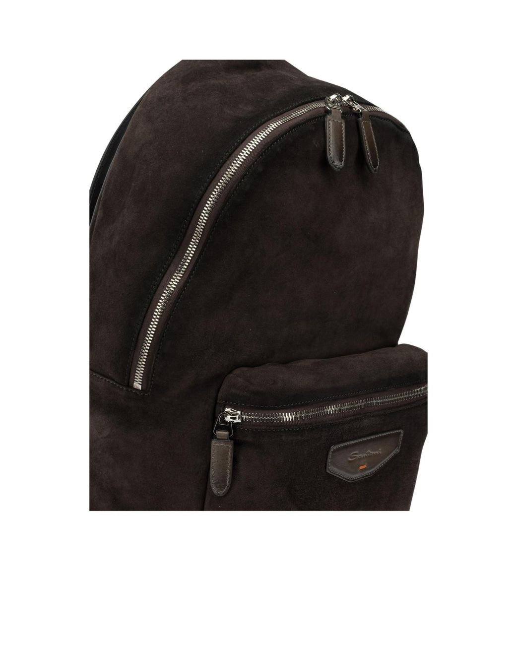 Santoni Black Suede Zip Backpack for men
