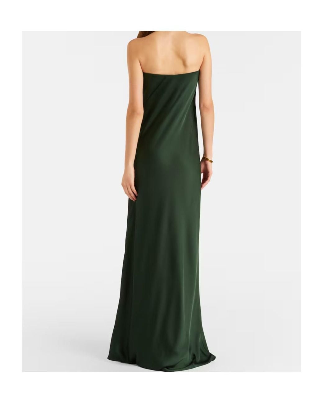 Norma Kamali Green Strapless Satin Gown