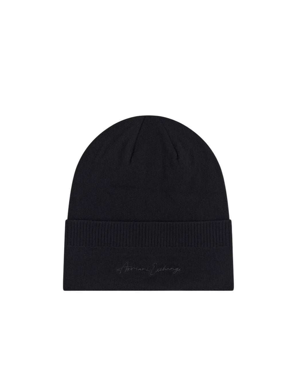 ARMANI EXCHANGE Blue Logo-Embroidered Beanie Hat