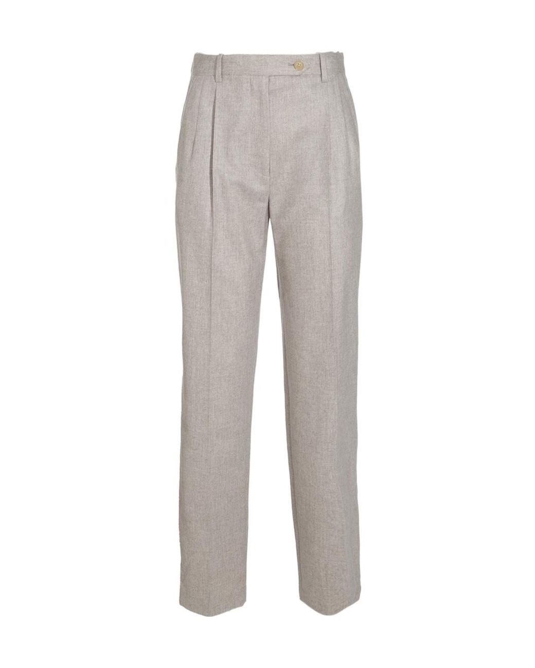The Row Gray Straight-Leg Pleated Trousers
