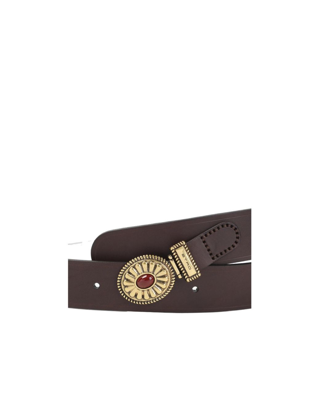 Etro White Oval Medallion Leather Belt