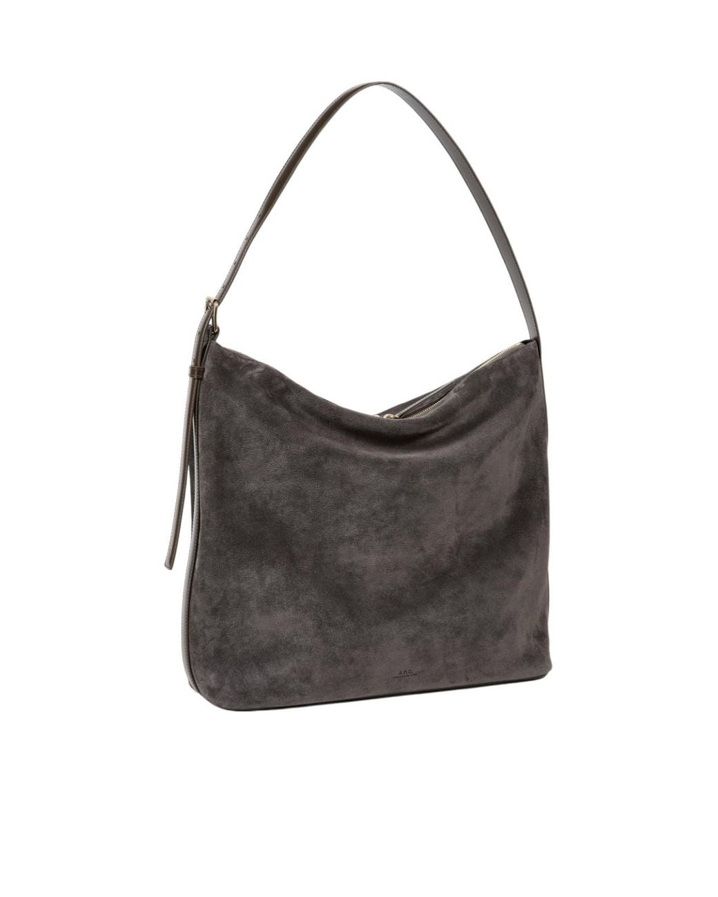 A.P.C. Gray Vera Maxi Suede Shoulder Bag