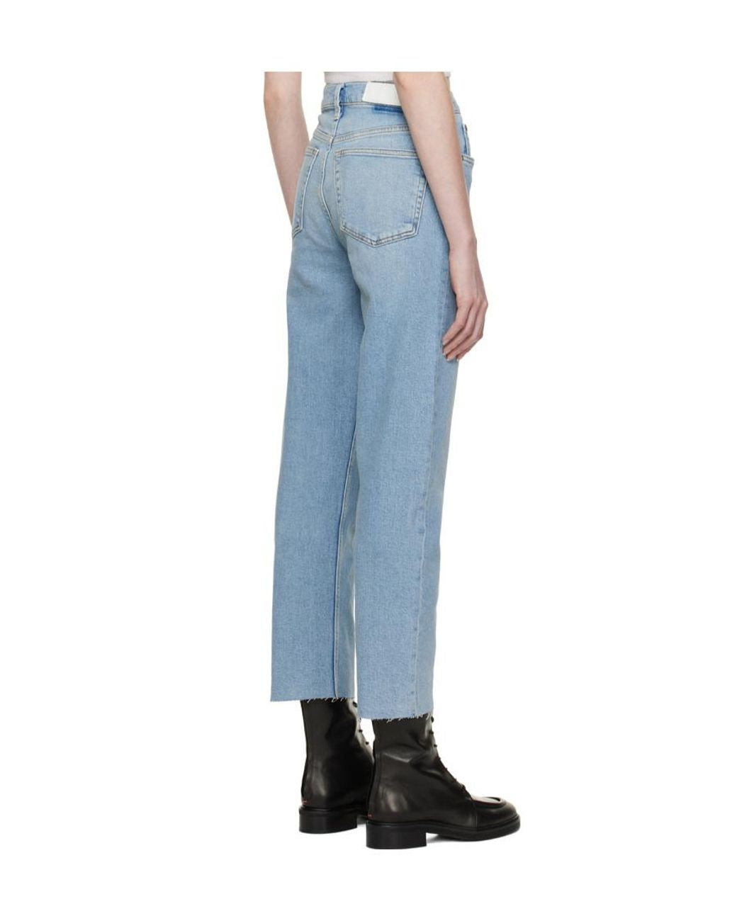 Re/done Blue Straight Leg Cropped Jeans