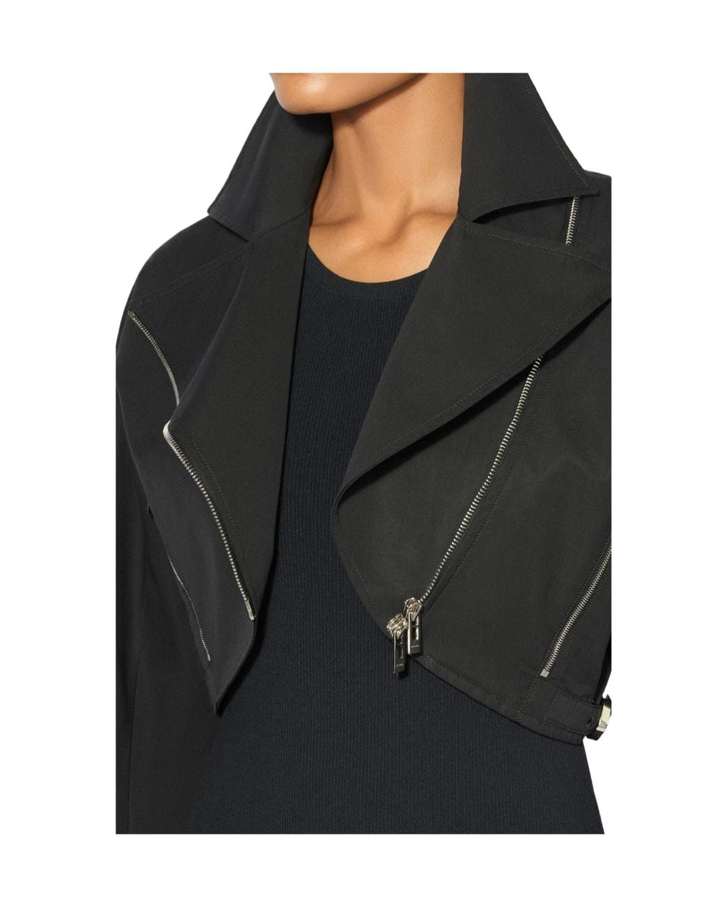 Alaïa Black Alaïa Cropped Poplin Biker Jacket