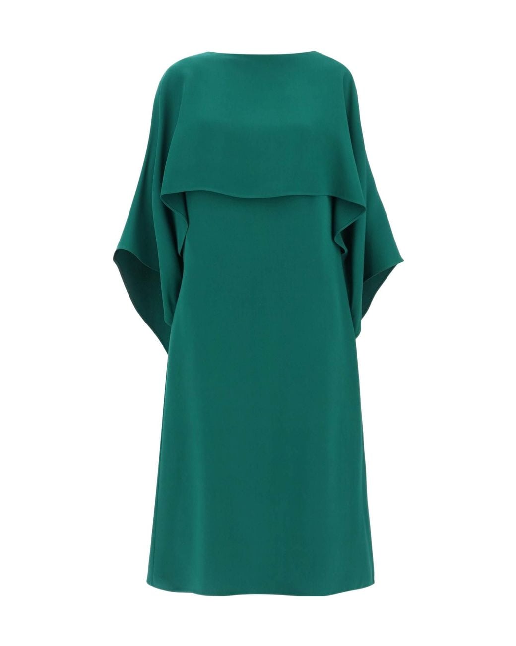 Valentino Green Ruffled Cape Dress