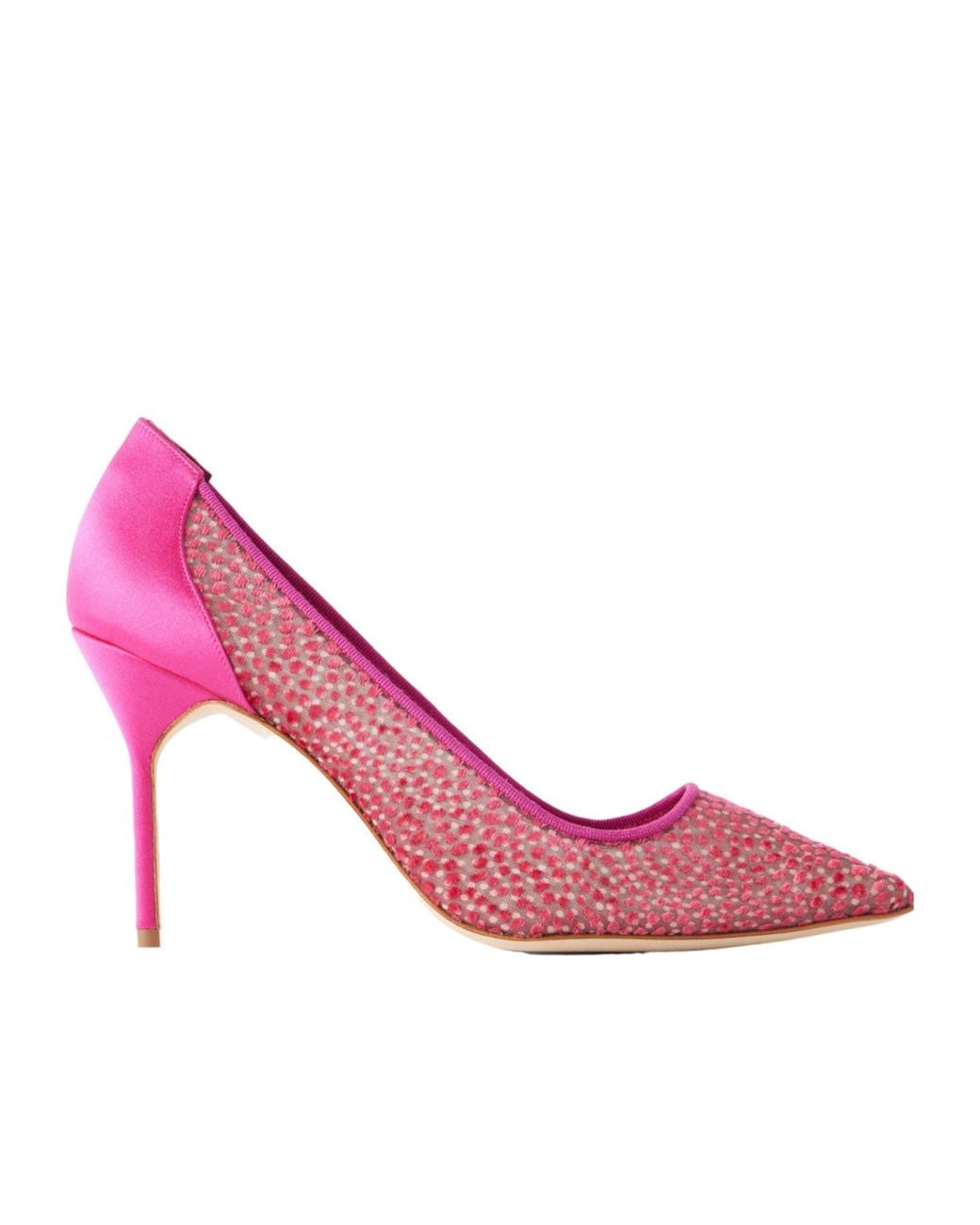 Manolo Blahnik Pink Polka Dot High Heels