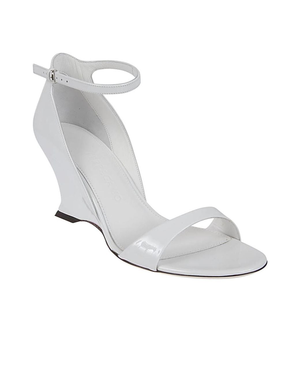 Ferragamo White Open-Toe Wedge Sandals