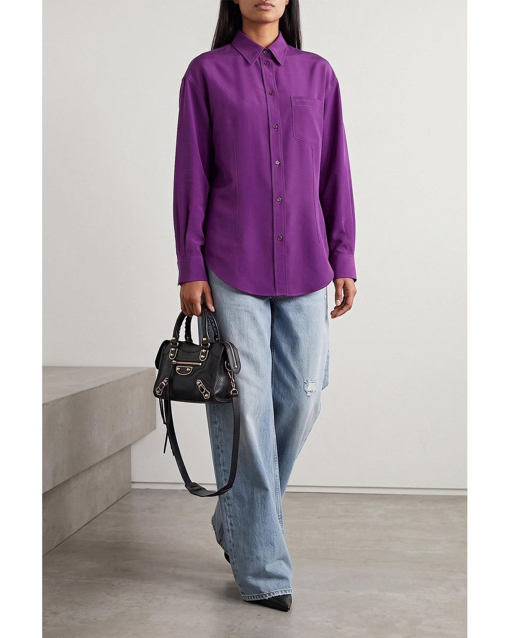 Balenciaga Blue Wide-Leg Distressed Jeans
