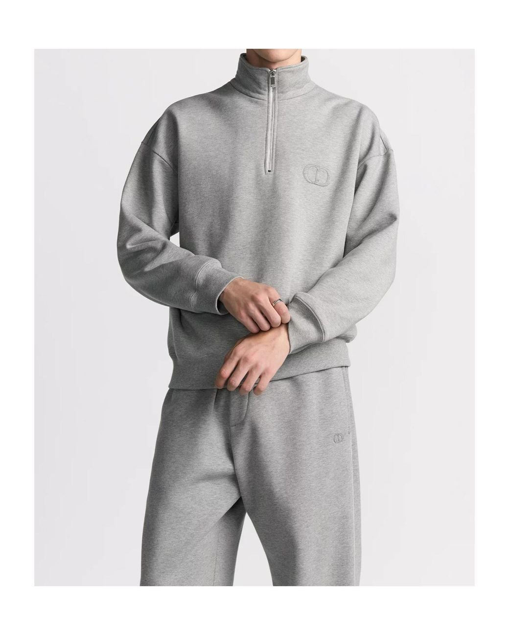 Dior Gray Homme High Neck Zip Detailed Sweatshirt for men