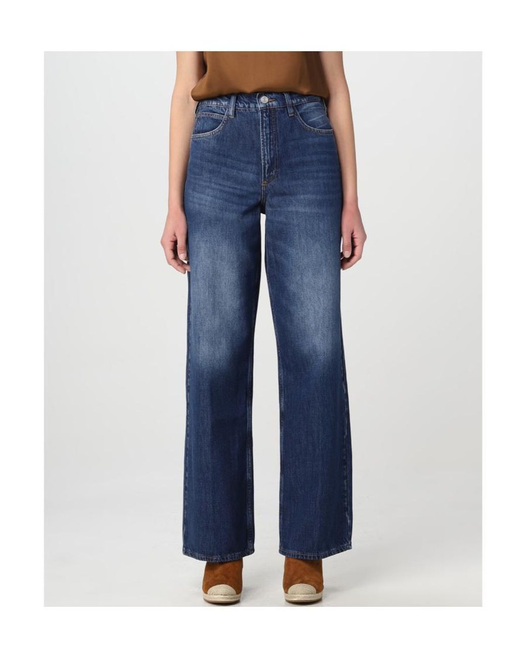 FRAME Blue High-Waist Wide-Leg Jeans