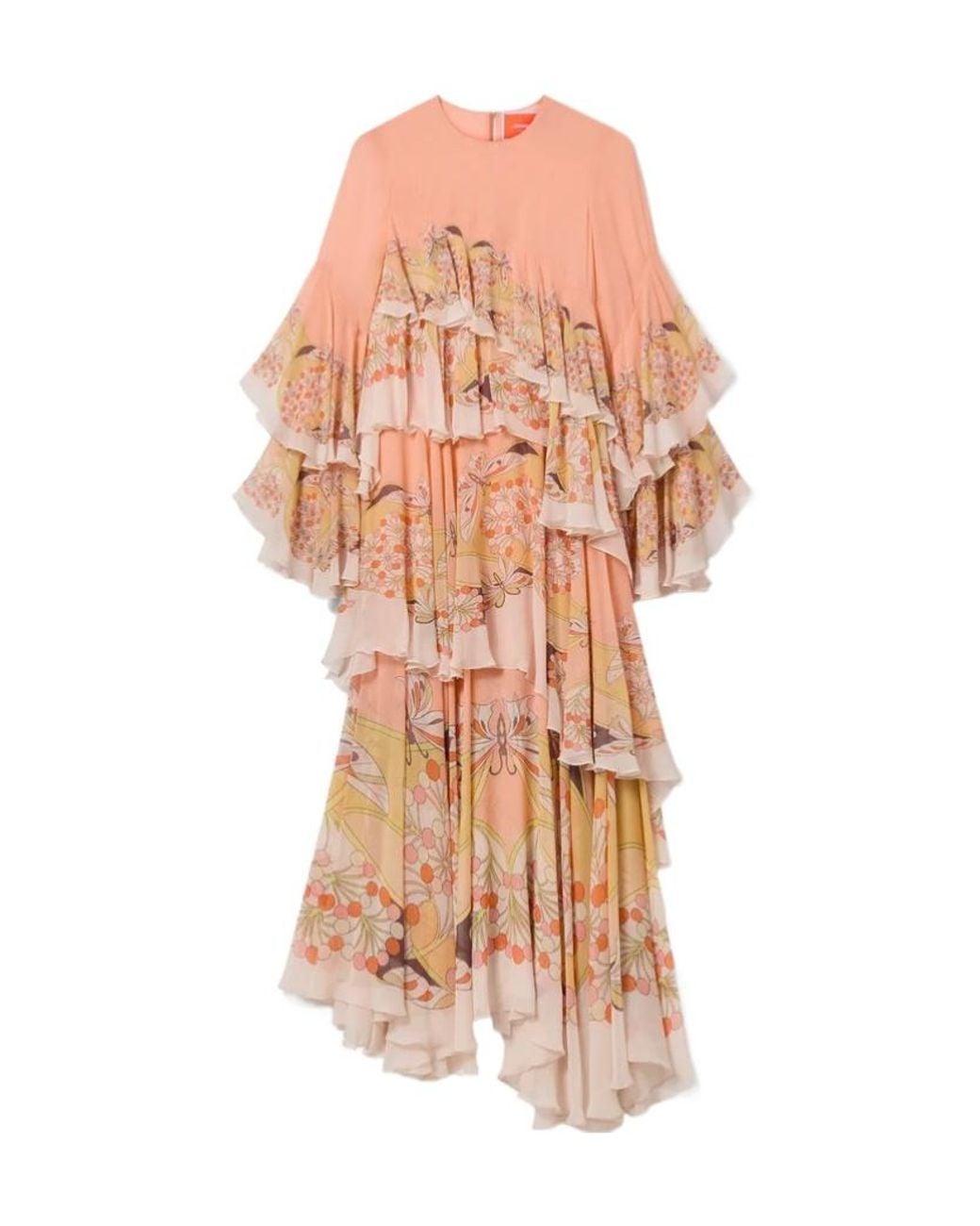 LaDoubleJ Pink Ruffled Floral-Print Dress