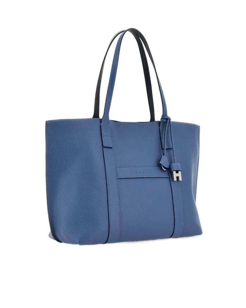Hogan Blue Hanging Accent Script Top Handle Bag