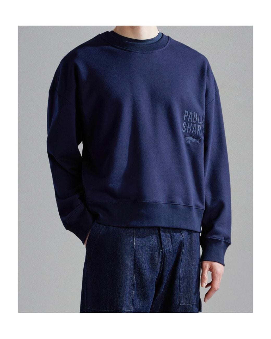 Paul & Shark Blue Logo Fleece Sweater for men