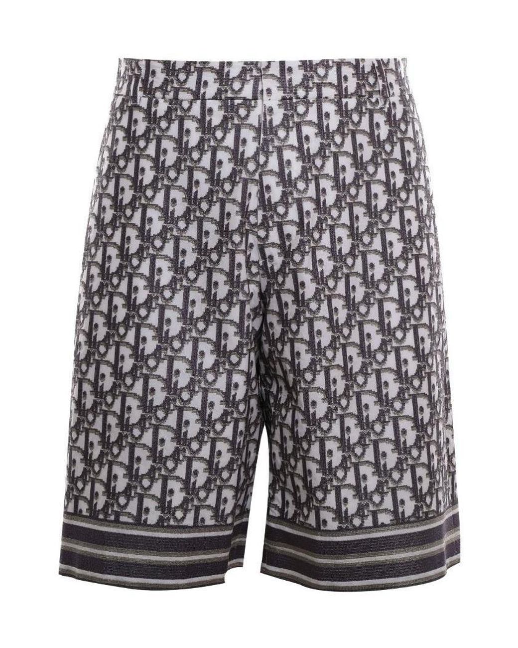 Dior Gray Logo Jacquard Shorts for men