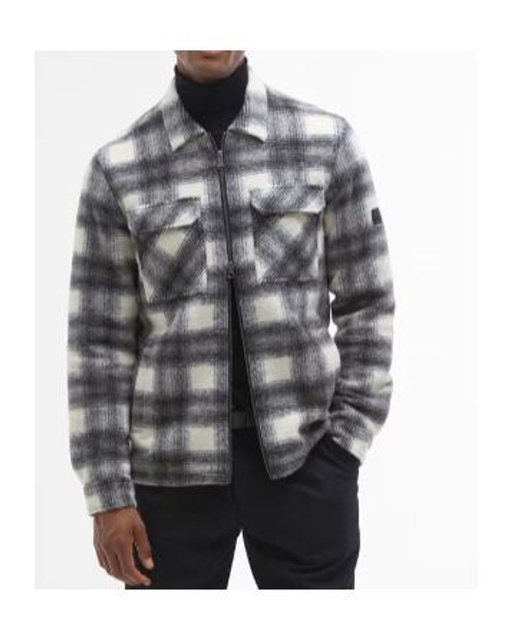 Barbour Gray Clayton Brushed Fleece Overshirt for men