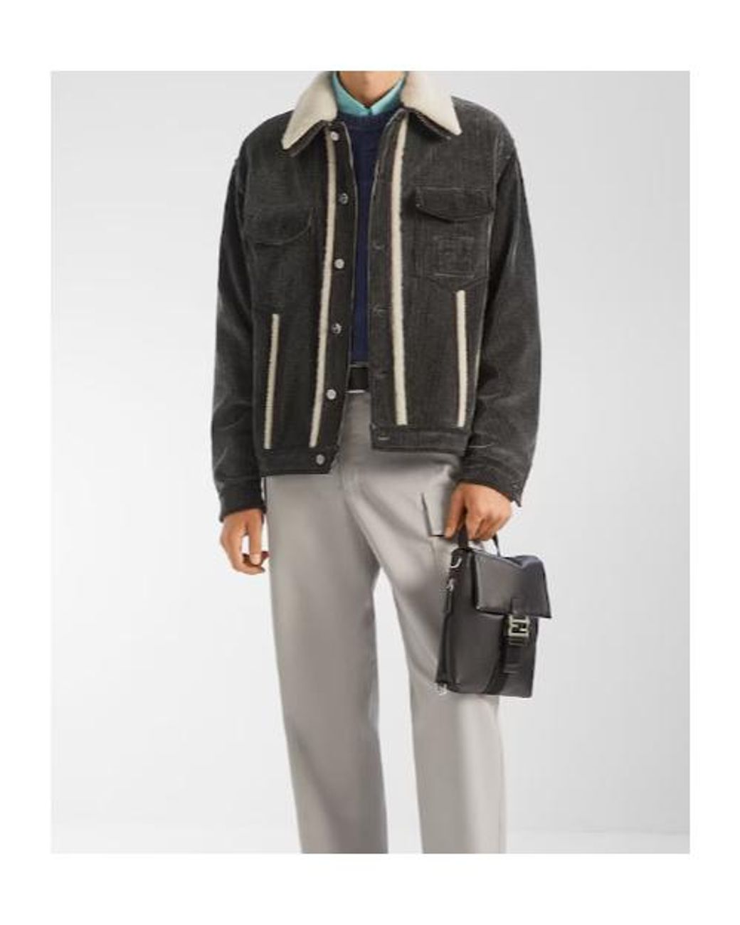 Fendi Black Long Sleeved Velvet Jacket for men