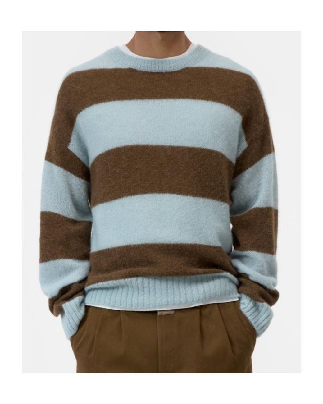 Closed Multicolor Soft Striped Knitted Sweater for men