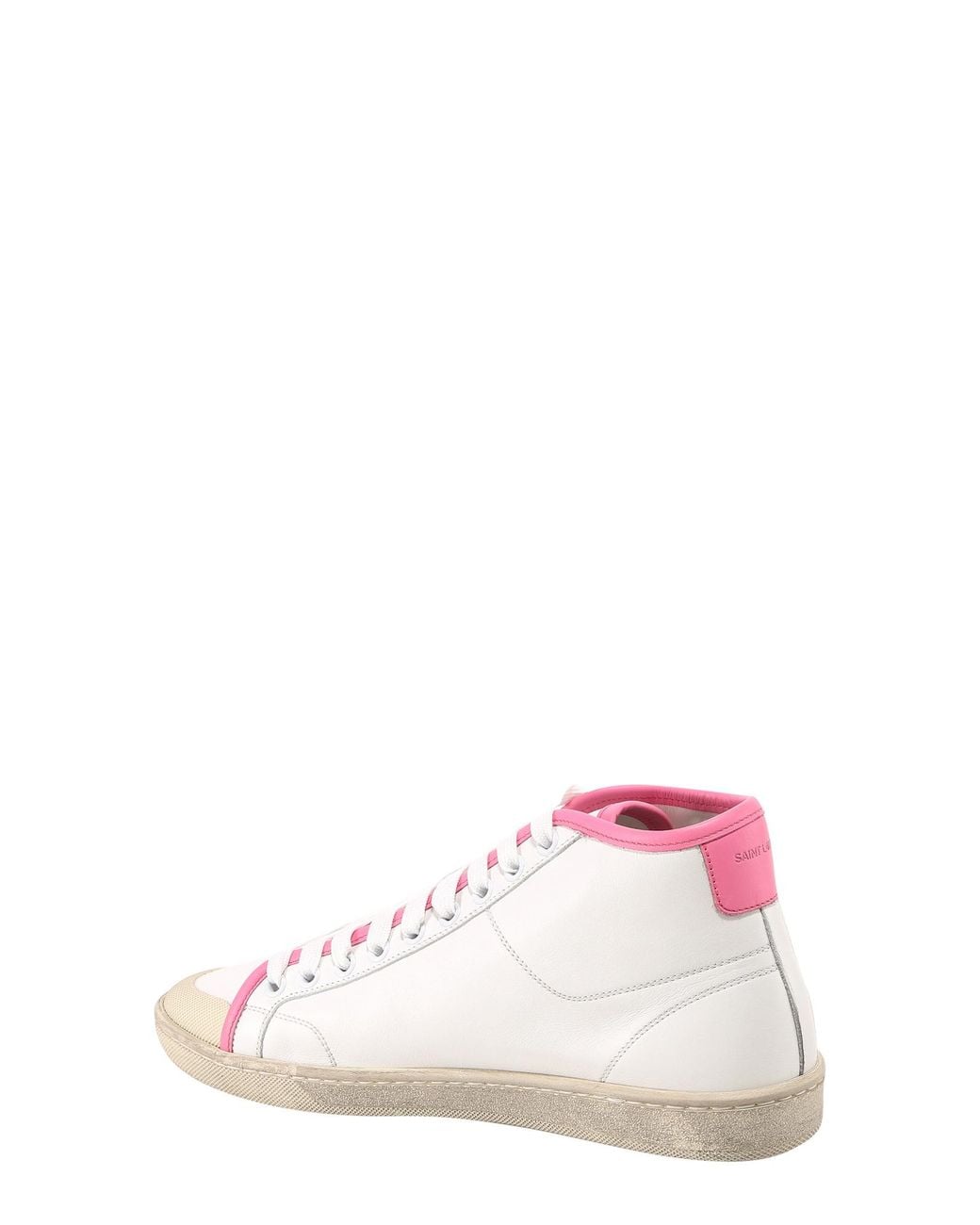 Saint Laurent Pink Logo Mid-Top Sneakers