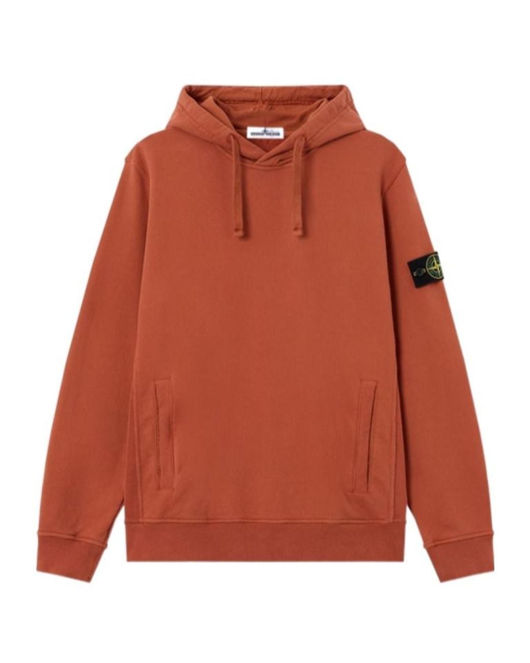 Stone Island Orange Brushed Organic Cotton Hoodie for men