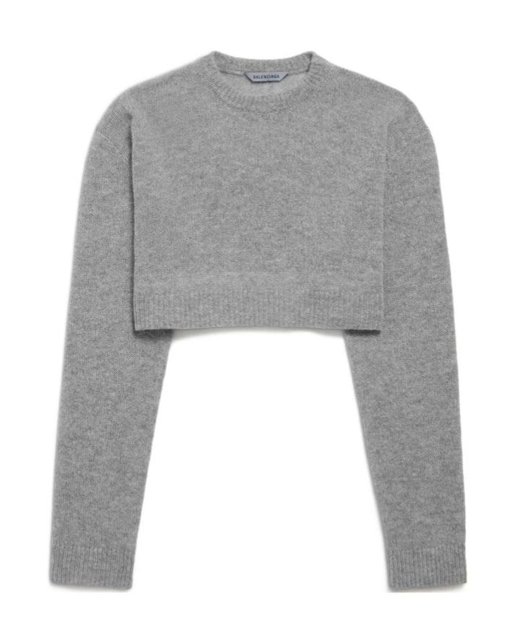 Balenciaga Gray Cropped Crewneck