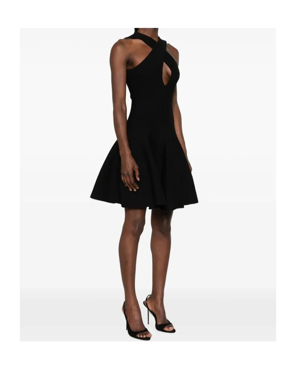 Alaïa Black Alaïa Cross-Front Cutout Knit Dress