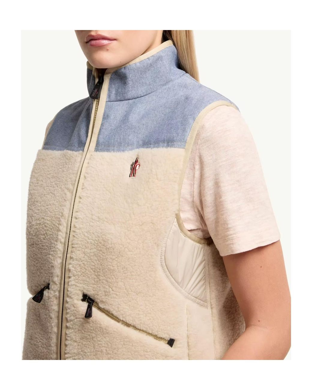 Moncler Blue Grenoble Teddy Chambray Gilet