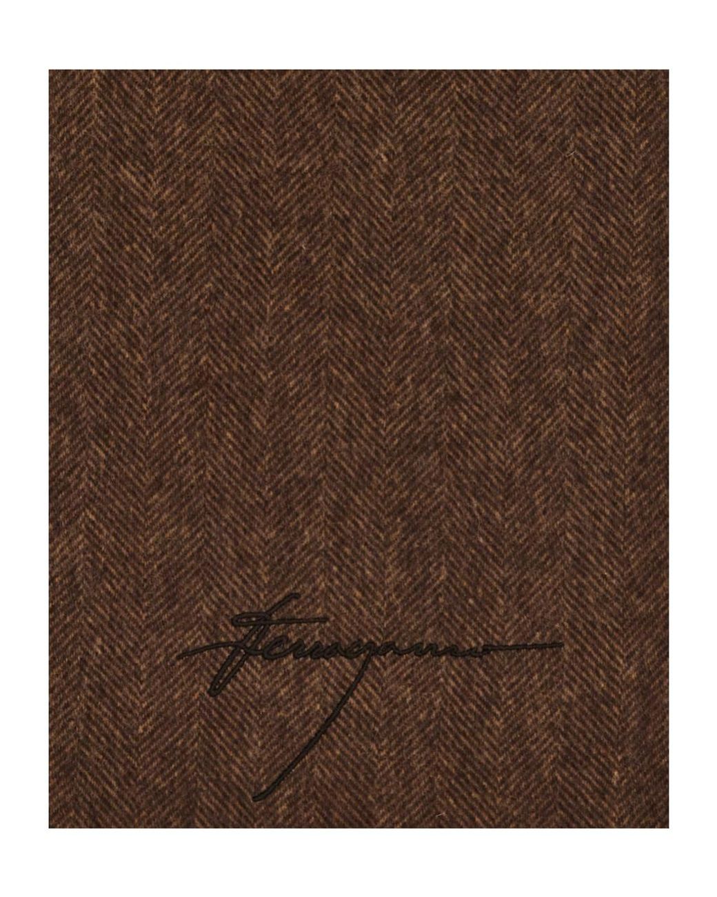 Ferragamo Brown Tassel Scarf for men