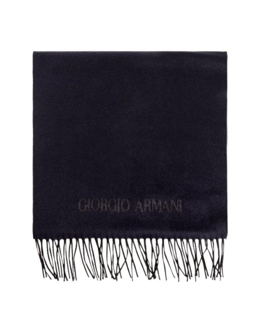 Giorgio Armani Blue Logo Fringe Scarf for men
