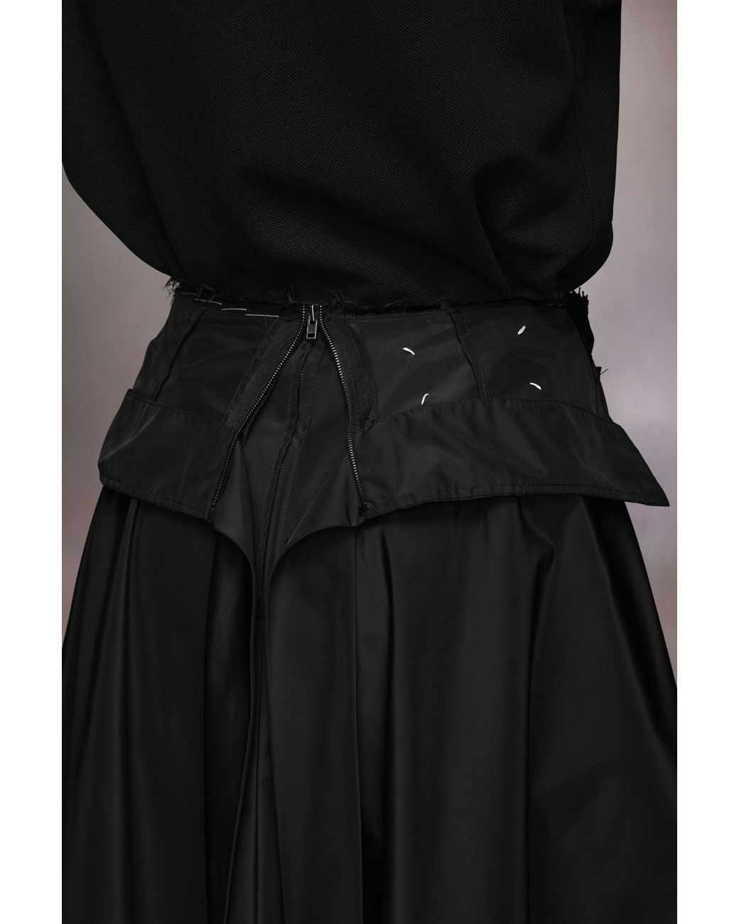 Maison Margiela Black High Waist Pleated A-Line Skirt