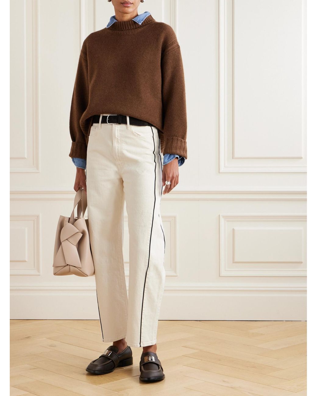 Mother White High-Waisted Loose Jeans