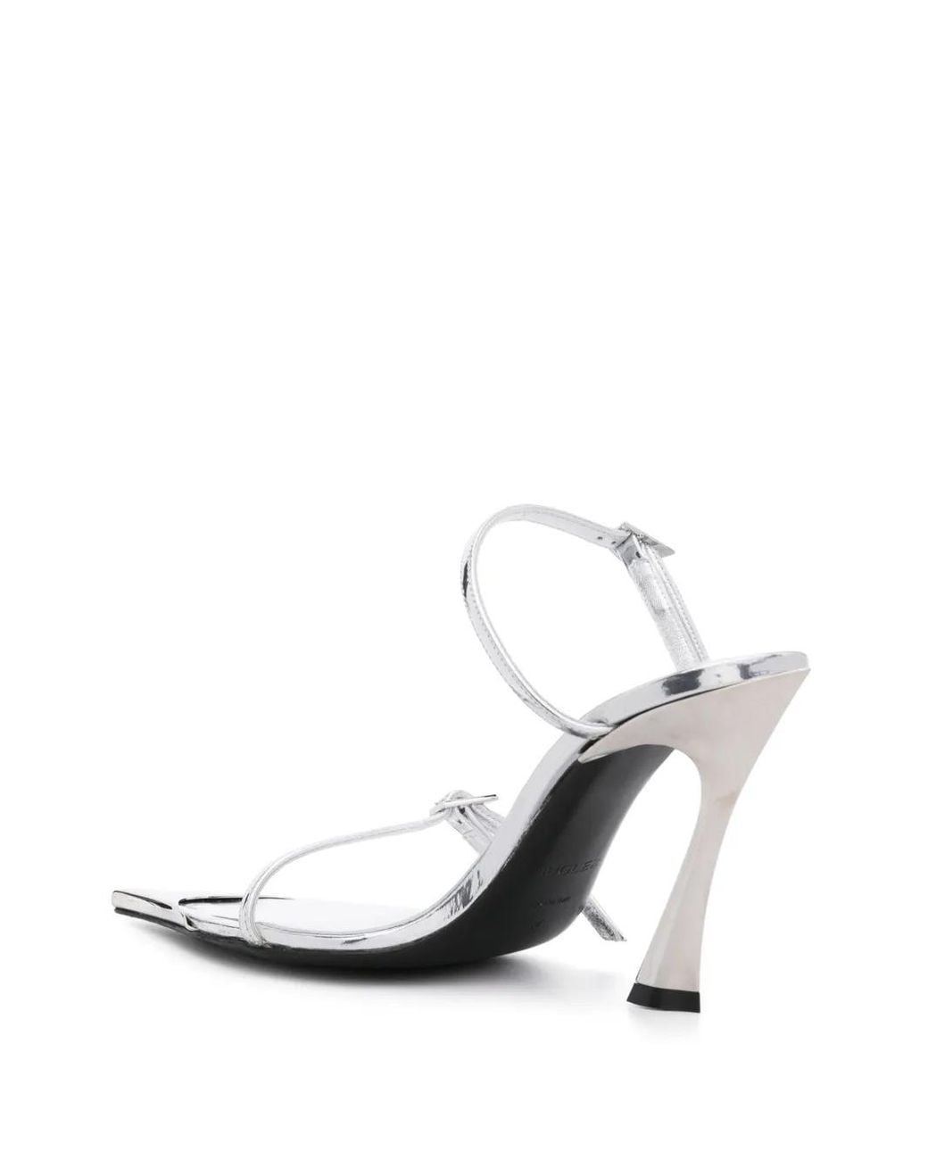 Mugler White 100Mm Metallic-Leather Mules