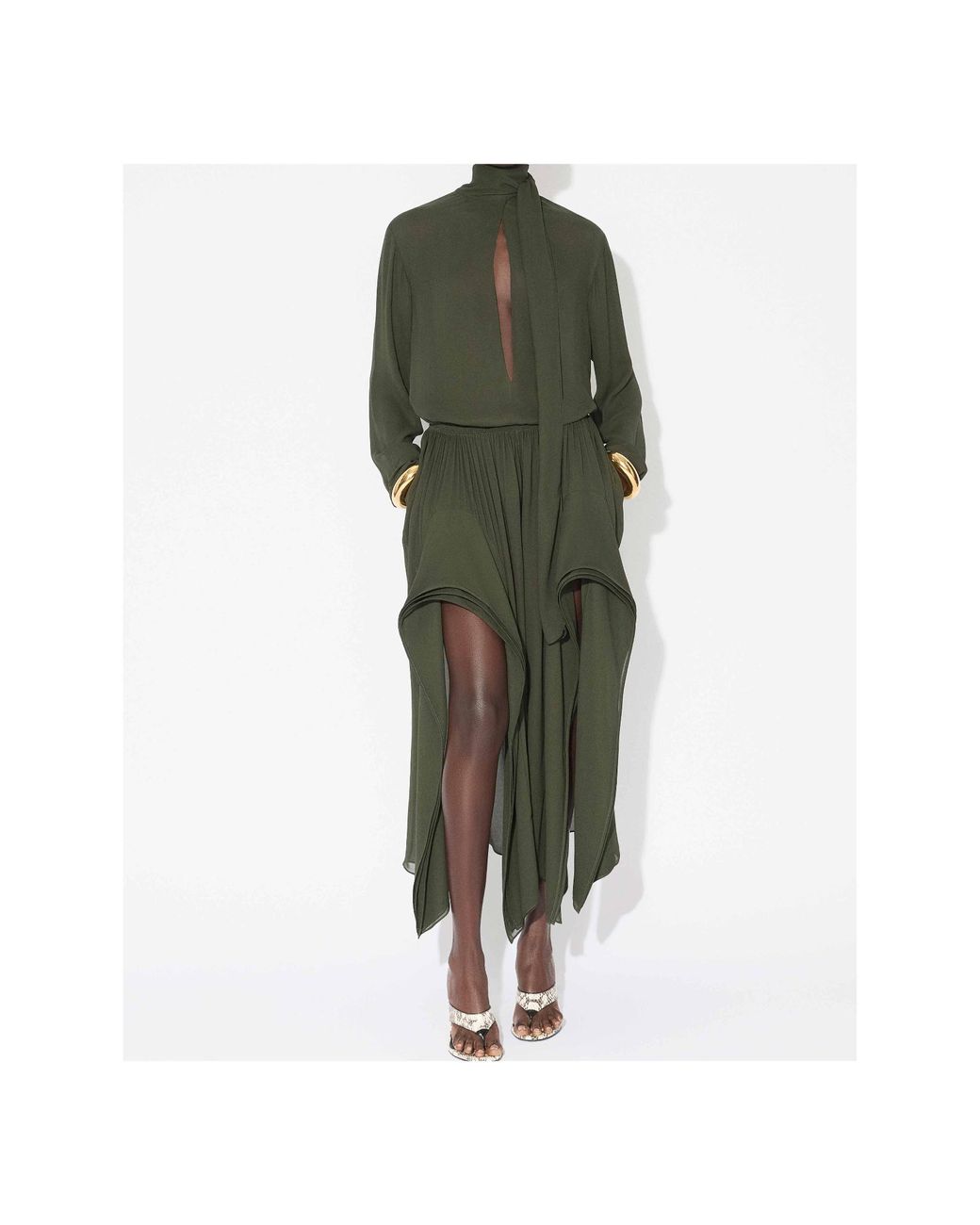 Alaïa Green Georgette Pussybow Blouse
